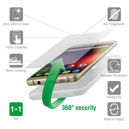 4smarts 360° Protection Set - тънък силиконов кейс и стъклено защитно покритие за дисплея на iPhone 7, iPhone 8 (черен) 2