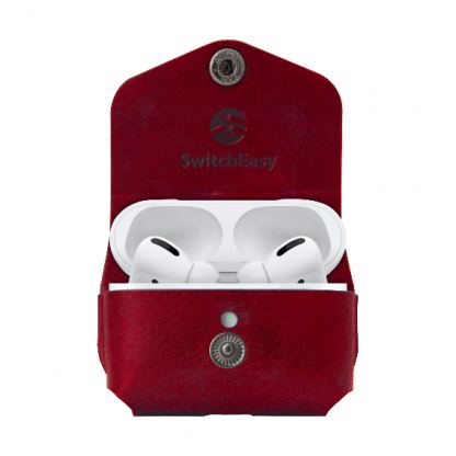 SwitchEasy Wrap AirPods Pro leather Case - кожен калъф за Apple Airpods Pro (червен)  4