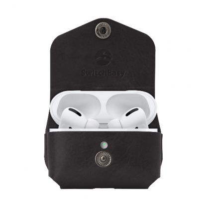 SwitchEasy Wrap AirPods Pro leather Case - кожен калъф за Apple Airpods Pro (тъмносив)  4