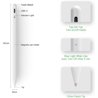 SwitchEasy EasyPencil Plus - алуминиева професионална писалка за iPad Pro (модели 2018-2020) (бял) 7