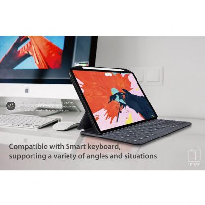 SwitchEasy CoverBuddy Case - поликарбонатов кейс (с отделение за Apple Pencil 2) за iPad Pro 11 (2018) (съвместим с Apple Smart Keyboard, Magic Keyboard, Smart Folio) (черен) 3