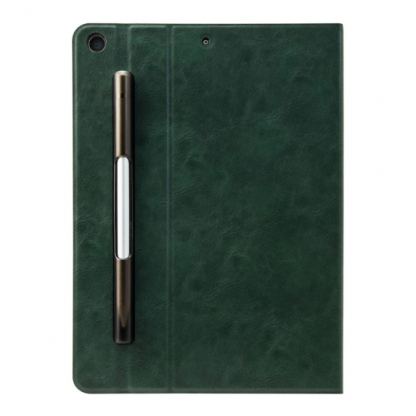 SwitchEasy CoverBuddy Folio Case - кожен кейс с поставка и отделение за Apple Pencil за iPad 7 (2019) (тъмнозелен) 2