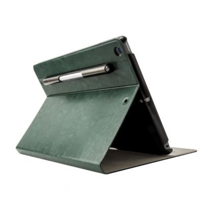 SwitchEasy CoverBuddy Folio Case - кожен кейс с поставка и отделение за Apple Pencil за iPad 7 (2019) (тъмнозелен) 3