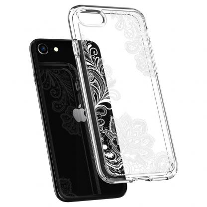 Spigen Ciel White Mandala Case - дизайнерски удароустойчив кейс за iPhone SE (2020), iPhone 8, iPhone 7 (прозрачен) 3