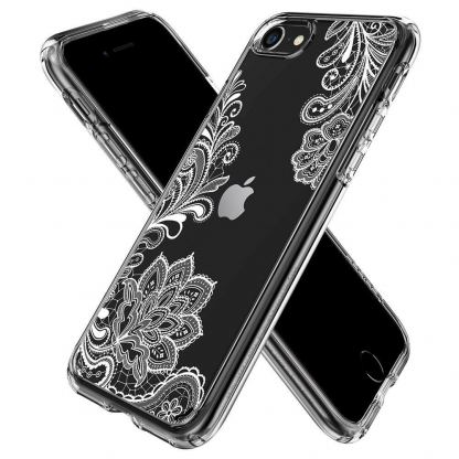 Spigen Ciel White Mandala Case - дизайнерски удароустойчив кейс за iPhone SE (2020), iPhone 8, iPhone 7 (прозрачен) 4