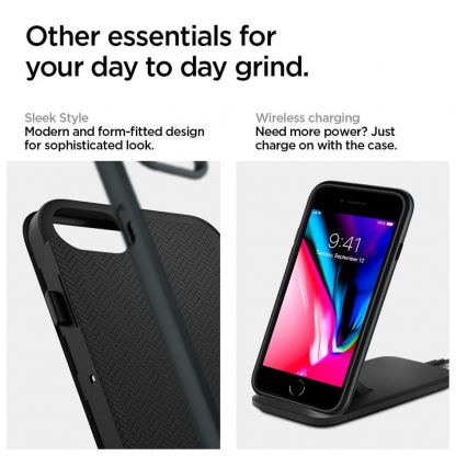 Spigen Neo Hybrid Case - хибриден кейс с висока степен на защита за iPhone SE (2020), iPhone 8, iPhone 7 (тъмносив) 5