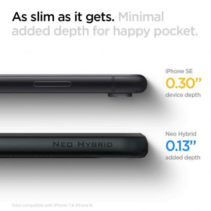 Spigen Neo Hybrid Case - хибриден кейс с висока степен на защита за iPhone SE (2020), iPhone 8, iPhone 7 (тъмносив) 6