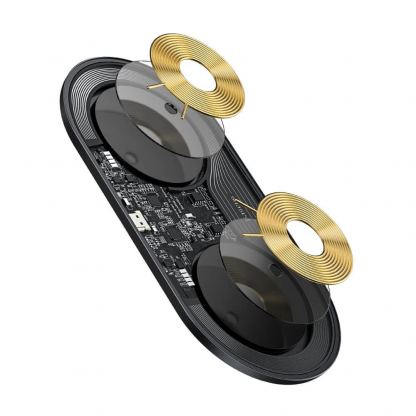 Baseus Simple 2in1 Wireless Charger (WXJK-A01) - двойна поставка (пад) с Fast Charge технология за безжично зареждане за Qi съвместими устройства и Apple Airpods (прозрачен) 7