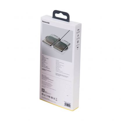 Baseus Simple 2in1 Wireless Charger (WXJK-A01) - двойна поставка (пад) с Fast Charge технология за безжично зареждане за Qi съвместими устройства и Apple Airpods (прозрачен) 9