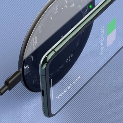 Baseus Simple Wireless Charger (WXJK-BA02) - поставка (пад) за безжично зареждане с технология за бързо зареждане за Qi съвместими устройства (черен) 10