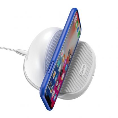 Baseus Horizontal Desktop Wireless Charger (WXHSG-02) - поставка (пад) за безжично зареждане с технология за бързо зареждане за Qi съвместими устройства (бял) 4