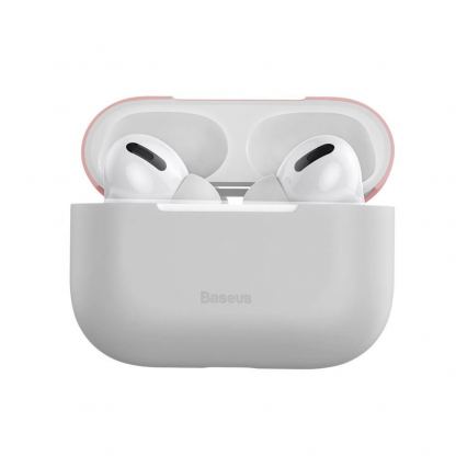 Baseus Super Thin Silica Gel Case - силиконов калъф за Apple Airpods Pro (сив-розов) 6