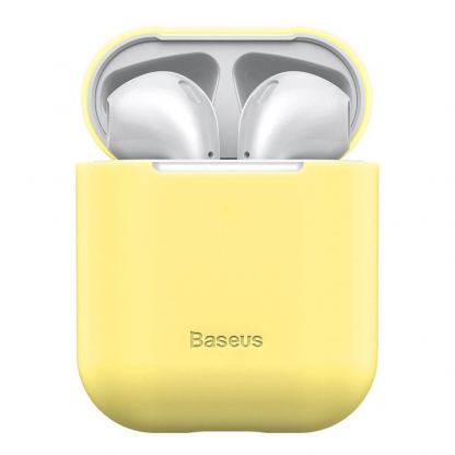 Baseus Super Thin Silica Gel Case - силиконов калъф за Apple Airpods & Apple Airpods 2 (жълт) 5