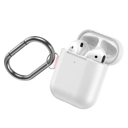 Baseus Lets Go Silica Gel Case - силиконов калъф с карабинер за Apple Airpods & Apple Airpods 2 (бял) 3