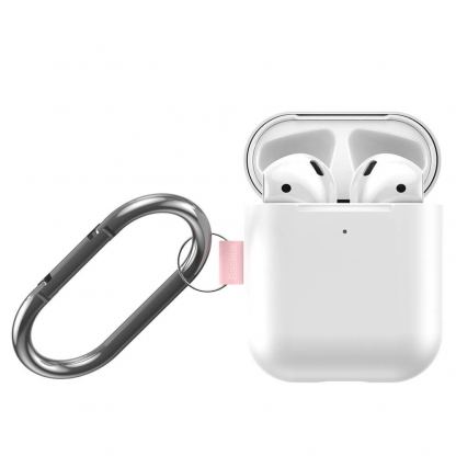 Baseus Lets Go Silica Gel Case - силиконов калъф с карабинер за Apple Airpods & Apple Airpods 2 (бял) 6