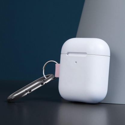 Baseus Lets Go Silica Gel Case - силиконов калъф с карабинер за Apple Airpods & Apple Airpods 2 (бял) 7