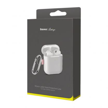 Baseus Lets Go Silica Gel Case - силиконов калъф с карабинер за Apple Airpods & Apple Airpods 2 (бял) 8