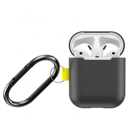 Baseus Lets Go Silica Gel Case - силиконов калъф с карабинер за Apple Airpods & Apple Airpods 2 (черен) 6