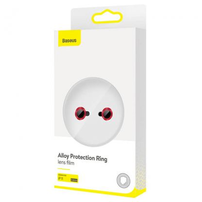 Baseus Alloy Protection Ring Lens Film - предпазни стъклени лещи за камерата на iPhone 11 (червен) 6