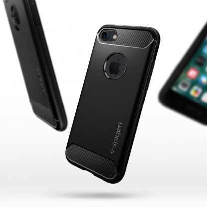 Spigen Rugged Armor Case - термополиуретанов кейс с най-висока степен на защита за iPhone SE 2020, iPhone 7, iPhone 8 (черен) 13