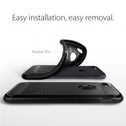 Spigen Rugged Armor Case - термополиуретанов кейс с най-висока степен на защита за iPhone SE 2020, iPhone 7, iPhone 8 (черен) 11