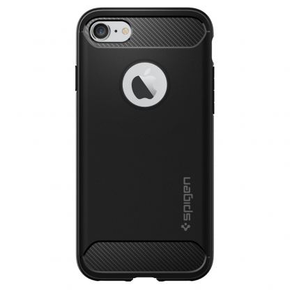 Spigen Rugged Armor Case - термополиуретанов кейс с най-висока степен на защита за iPhone SE 2020, iPhone 7, iPhone 8 (черен) 8