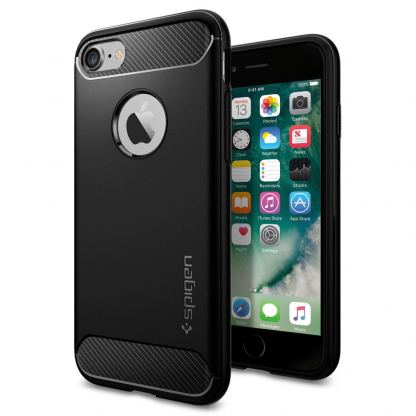 Spigen Rugged Armor Case - термополиуретанов кейс с най-висока степен на защита за iPhone SE 2020, iPhone 7, iPhone 8 (черен) 14