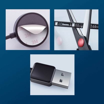 Baseus GAMO Colorful Self-Adhesive SMD LED Strip - RGB LED лента (150 см) 11