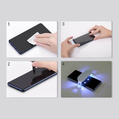 Baseus 0.25mm Curved UV Tempered Glass Screen Protector - стъклено защитно покритие с течно лепило и UV лампа за дисплея на Samsung Galaxy S20 Ultra (2 броя) 9
