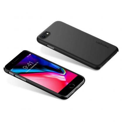 Spigen Thin Fit Case - качествен тънък матиран кейс за iPhone SE (2020), iPhone 8, iPhone 7 (черен) 6