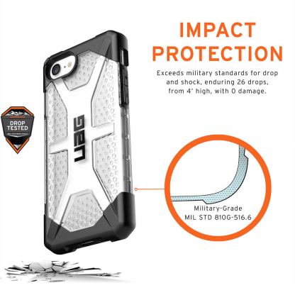 Urban Armor Gear Plasma Case - удароустойчив хибриден кейс за iPhone SE (2020), iPhone 8, iPhone 7, iPhone 6S, iPhone 6 (прозрачен) 4