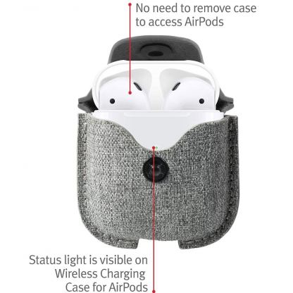 TwelveSouth AirSnap Leather Case - кожен калъф (ествествена кожа) за Apple Airpods (сив) 5