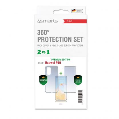 4smarts 360° Case Friendly Premium Protection Set - тънък силиконов кейс и стъклено защитно покритие за дисплея на Huawei P40 (прозрачен) 2