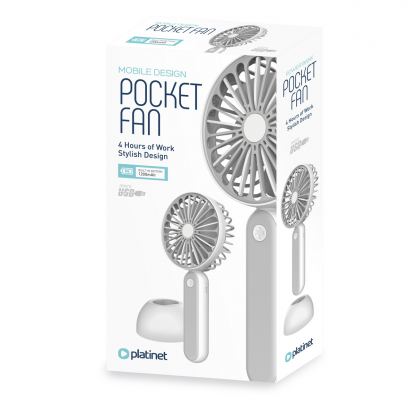 Platinet Pocket Fan - преносим мини вентилатор с презареждаема батерия (бял) 3