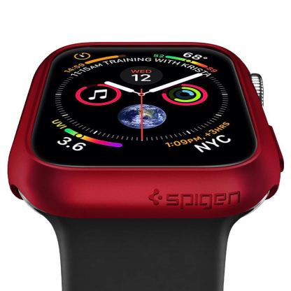 Spigen Thin Fit Case - качествен твърд кейс за Apple Watch 44 mm (червен) 2