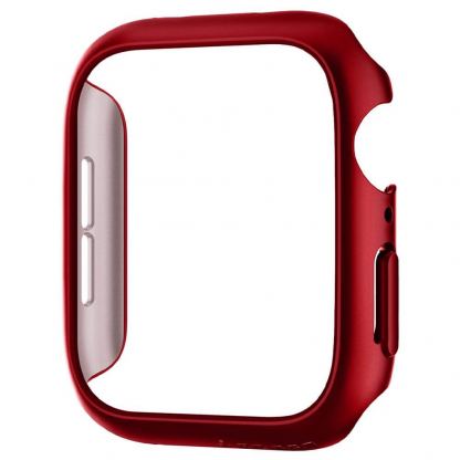 Spigen Thin Fit Case - качествен твърд кейс за Apple Watch 44 mm (червен) 3