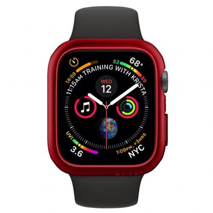 Spigen Thin Fit Case - качествен твърд кейс за Apple Watch 44 mm (червен) 5