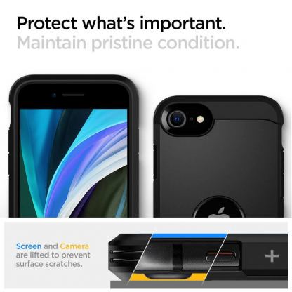Spigen Tough Armor Case - хибриден кейс с най-висока степен на защита за iPhone SE (2020) (черен) 6