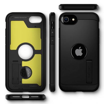 Spigen Tough Armor Case - хибриден кейс с най-висока степен на защита за iPhone SE (2020) (черен) 8