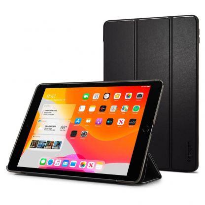 Spigen Case Smart Fold - кожен кейс и поставка за iPad 7 (2019) (черен) 2