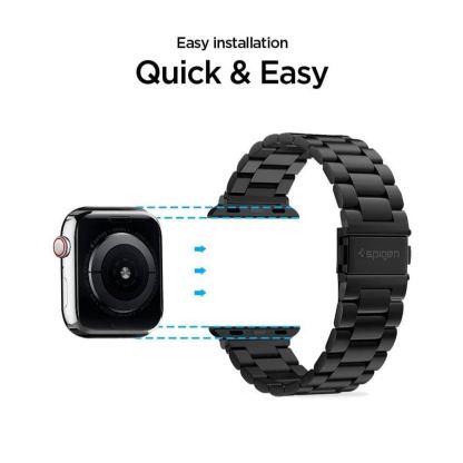 Spigen Modern Fit Band - стоманена каишка за Apple Watch 42mm, 44mm (черен) 9