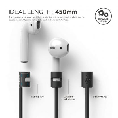 Elago AirPods Strap - тънко силиконово въженце за безжични слушалки Apple AirPods 5