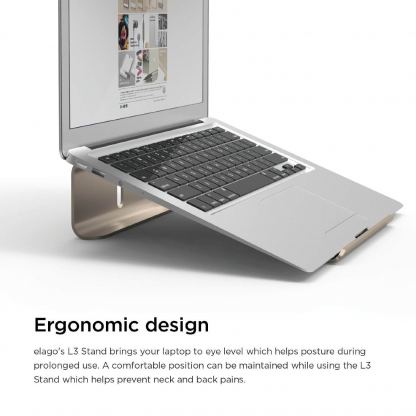 Elago L3 STAND - дизайнерска алуминиева поставка за MacBook, лаптопи и таблети (златист) 3
