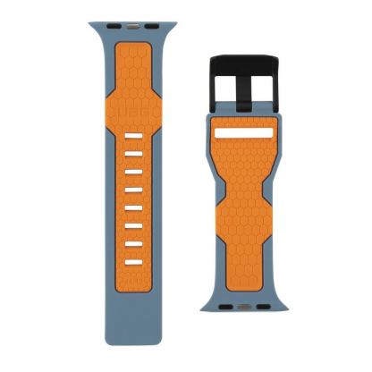 Urban Armor Gear Civilian Strap - изключително здрава силиконова каишка за Apple Watch 42мм, 44мм (син-оранжев) 3