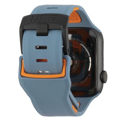 Urban Armor Gear Civilian Strap - изключително здрава силиконова каишка за Apple Watch 42мм, 44мм (син-оранжев) 5