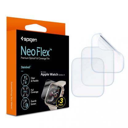 Spigen Neo FLEX Screen Protector - комплект от 3 броя защитно покритие с извити ръбове за целия дисплей на Apple Watch 44мм (прозрачен) 2