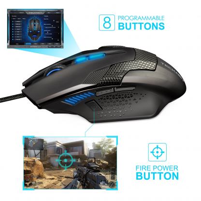 TeckNet GM299 Raptor Pro Gaming Mouse, 7000 DPI - геймърска мишка (за Mac и PC) (черен-син) 3