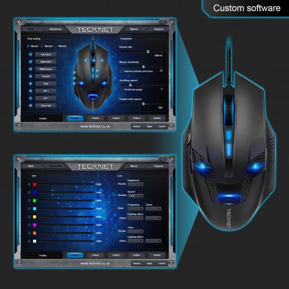 TeckNet GM299 Raptor Pro Gaming Mouse, 7000 DPI - геймърска мишка (за Mac и PC) (черен-син) 4