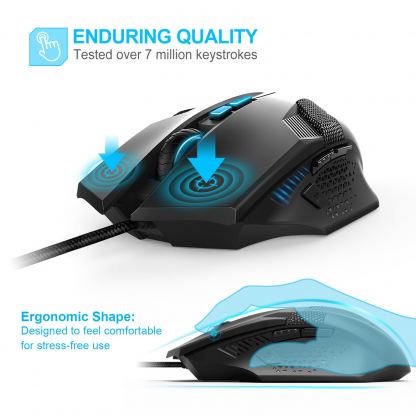 TeckNet GM299 Raptor Pro Gaming Mouse, 7000 DPI - геймърска мишка (за Mac и PC) (черен-син) 6