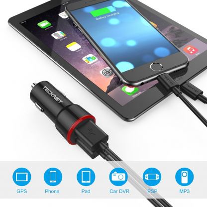 TeckNet PowerDash UC170 4.8A USB Car Charger - зарядно за кола (4.8A/24W) с 2xUSB порта за мобилни устройства (черен) 5